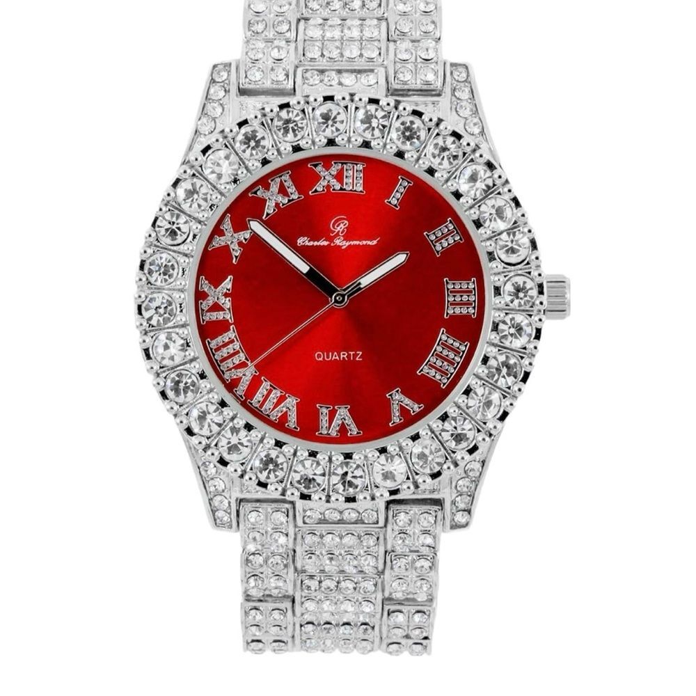 VVS Bustdown Simulated Diamond Stainless Steel Iced Out Luxury Hip Hop Watch